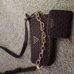 Guess Brown Crossbody Bag with Gold Chain